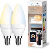 LE Smart Light Bulbs, E12 Candelabra LED Bulbs, Works with Alexa & Google Assistant, Tunable White 2700K-6500K, Dimmable with App, 40 Watt Equivalent, No Hub Required, 2.4G WiFi Only, Pack of 2