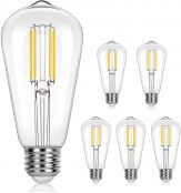 Lepro Edison Bulbs 60 Watt Equivalent, Dimmable LED Light Bulbs, 2700K Warm White Filament Vintage Bulb, E26 Medium Base, ST19 Antique Style, 6 Packs