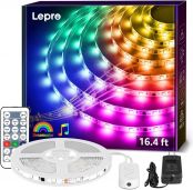 Lepro RGBIC LED Strip Lights, 16.4ft Music Sync MagicColor Dreamcolor Light Strip with Remote, 5050 RGB LED Lights for Bedroom, Home Decoration, TV, Gaming Room, Party