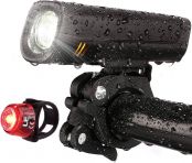 LE USB Rechargeable Bike Light Set, Super Bright Bicycle Headlight, Cycling Taillight, 300lm, 4 Lighting Modes, Front Rear Light Set
