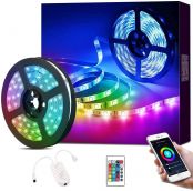 Lepro Led Strip Lights 16.4ft Smart Light Strips with App Control Remote, 5050 RGB Led Lights for Bedroom, Music Sync Color Changing Lights for Room Party
