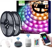 LE LED Strip Lights, 32.8ft WiFi Smart Waterproof Color Changing LED Strips, SMD 5050 LED Rope Light, App&Remote Controlled, Tape Light for Bedroom, Home and Kitchen