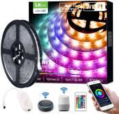 LE LED Strip Lights, 16.4ft WiFi Smart Waterproof Color Changing LED Strips, SMD 5050 LED Rope Light, App&Remote Controlled, Tape Light for Bedroom, Home and Kitchen