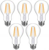 Lepro Vintage LED Bulbs, Dimmable Filament Bulb, 7.5W 800LM, 60W Equivalent, 2700K Warm White, Classic Clear Glass, A19 Shape, E26 Base, Pack of 5