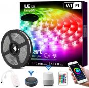 LE LED Strip Lights, WiFi Smart Color Changing LED Strips, SMD 5050 LED Rope Light, App&Remote Controlled, Tape Light for Bedroom, Home and Kitchen