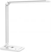 LE Dimmable LED Desk Lamp,Good for Back To School - 7 Brightness Levels,Touch Dimmer, Daylight White, Eye Care Natural Light, Office Task Lamp for Reading,Study, Computer Work and More (Silver White)