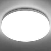 LE Flush Mount Ceiling Light Fixture Waterproof LED Ceiling Light for Bathroom Porch, 9 inch 15W 5000K Daylight 1250lm 100W Equivalent Ceiling Lamp for Kitchen, Laundry, Bedroom, Hallway, Non Dimmable