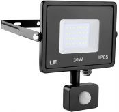 LE Outdoor LED Flood Light, Motion Sensor, IP65 Waterproof, 30W 2400 Lumen, 75W HPS Equivalent, Daylight White 5000K, Home Security Floodlight for Warehouse, Garage, Garden, Yard, Tree and More