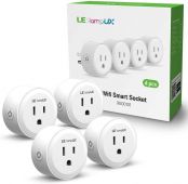 Smart Plug, LE LampUX Smart Socket, Works with Alexa & Google Assistant, Mini Wifi Outlet, Remote Control Your Appliances with App and Voice Command, No Hub Required, 2.4GHz Wifi Only(Pack of 4)