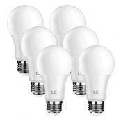 LE A19 LED Light Bulb, Dimmable, 60W Incandescent Bulb Equivalent, 8.5 Watt 800 Lumens, 5000K Daylight White Natural Light, E26 Medium Base, Frosted Type A Bulbs, Pack of 6