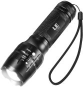 LE Portable Handheld LED Flashlight with Adjustable Focus and 5 Light Modes, Outdoor Water Resistant Torch, Tactical Flashlight for Camping, Hiking, Emergency
