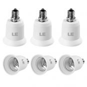 LE E17 to E26 Light Socket Adapter, Bulb Base Converter, Pack of 6