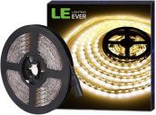 LE 16.4ft LED Strip Light, Super Bright, 300 LEDs SMD 5050, Non-Waterproof Tape Ribbon Light, Flexible Rope Light for Home, Kitchen, Under Cabinet, Bedroom, 12V Power Supply Not Included, Warm White