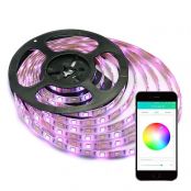 LE iLUX Smart RGBW Light Strip, 16.4ft Ribbon Light, 300 LED, RGB+Daylight White Color Changing, Dimmable, Waterproof, Bluetooth & Smartphone APP Remote Control, for Home, Party, Christmas and More
