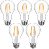Lepro Vintage LED Bulbs, Dimmable Filament Bulb, 7.5W 800LM, 60W Equivalent, 2700K Warm White, Classic Clear Glass, A19 Shape, E26 Base, Pack of 5