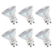LE GU10 LED Light Bulbs, Non Dimmable, 50 Watt Halogen Equivalent, Glass Cover, 2700K Soft Warm White, 3W 350lm, 120 Degree Flood Beam, LED Bulb Replacement for Recessed Lighting Fixture, Pack of 6