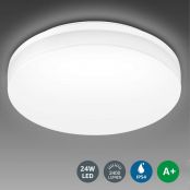 LE Flush Mount Ceiling Light Fixture, Waterproof IP54 13 Inch LED Ceiling Lights, 24W (2x100W Equivalent) 2400lm Non Dimmable Ceiling Lamp for Bathroom, Kitchen, Bedroom, Porch, Living Room, Hallway