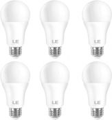 LE 100W Equivalent LED Light Bulbs, 14W 1550 Lumens, 2700K Warm White, Non-Dimmable, A19 E26 Standard Base, UL/FCC Listed, 15000 Hour Lifetime, Pack of 6