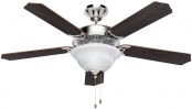 LE 52 Inch Indoor Ceiling Fan Light Fixture, 5 Wooden Brown Blades Reversible Classic Light Bowl Kit For Winter Summer Both Use UL Listed Home Hotel House Bedroom Dinning Hall Lobby