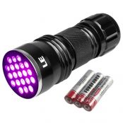 21 LEDs 395nm Utlra Violet LED Flashlight, UV LED Flashlight/Blacklight, Pet UV Urine & Stain Detector, 3 AAA Batteries Included, Find Stains on Clothes, Carpet or Rugs