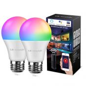 LE LampUX Smart WiFi E26 Light Bulb, 60W Equivalent Led Bulbs, Compatible with Alexa Google Assistant, No Hub Required, Dimmable, Warm White A19 App Control Smart Light (9W, 2 Pack)