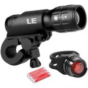 LED Bike Light Set, Cycling Headlight and Taillight, 3 Light Modes, 200lm, Water Resistant, Bike Lights, Front and Rear Bicycle Light Set, Batteries Included