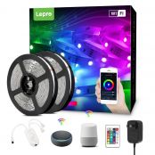 LE Smart LED Strip Lights Works with Alexa Google Home, 32.8ft Music Sync RGB Color Changing, SMD 5050 LED Tape Light, 16 Million Colors LED Lights for Bedroom, Home, Kitchen, TV, Party and Festival