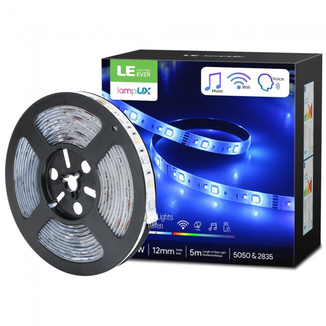 16ft RGB Smart LED Strip Lights with Remote, Waterproof, Alexa Google
