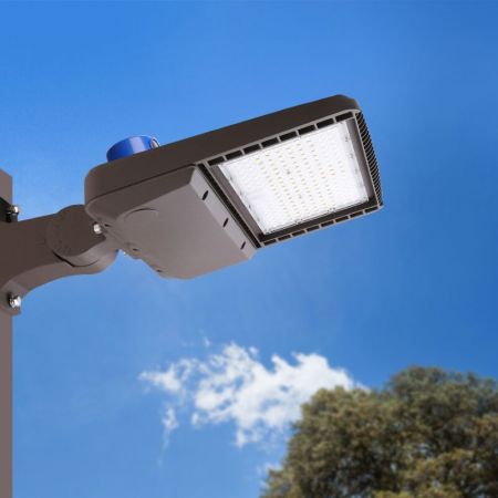Led Parking Lot Street Pole Light Photocell 100W Shoebox Area Light Dusk to Dawn 