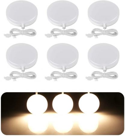 4 Pack  LED Under Cabinet Lighting Kit Puck Lights Daylight White /Warm White 