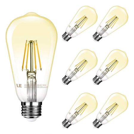 Clear 60 Watt Equivalent Sunlite 80891-SU LED Filament S19 Edison Style Light Bulb 8 Dimmable Lightbulb Warm White 27K 