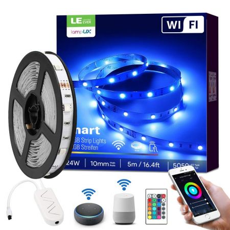 16 Ft Smart Rgb Led Strip Lights Wifi Works Wiith Alexa Google Home Lepro
