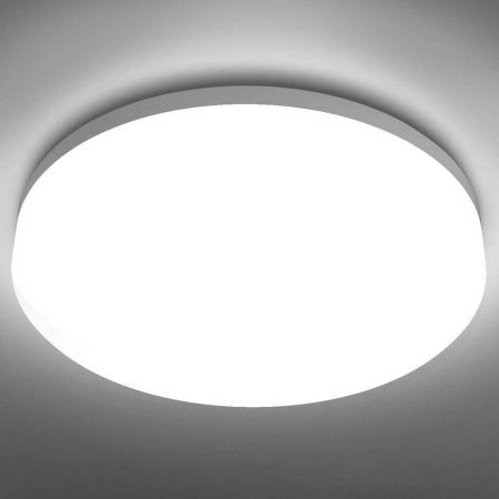 Flush Mount Ceiling Light Fixture Waterproof 24w Led 2x100w Equivalent 2400lm 13 Inch 5000k Bright White Lamp For Bathroom Kitchen Bedroom Porch Hallway Non Dimmable - Flush Mount Ceiling Light Led Dimmable