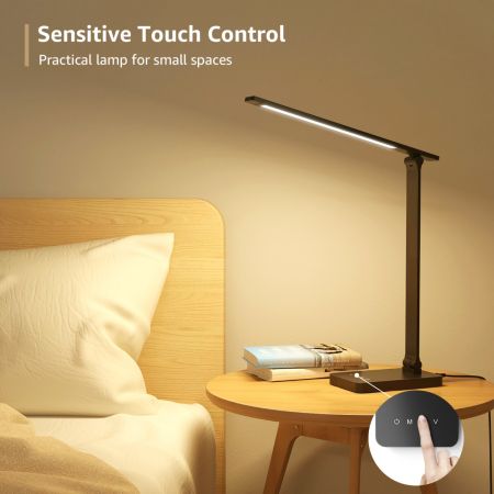 9W Dimmable Touch Control LED Lamp, 3 Color Modes Sleek Modern Task Lamp with 5 Brightness Levels for Home, Office