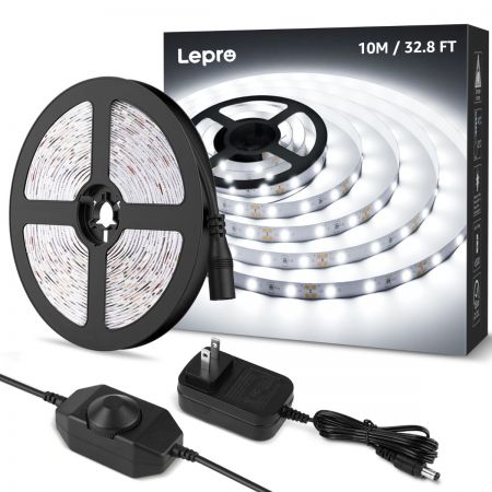 Sprog alene pension Lepro 32.8ft Daylight White LED Strip Light, 6000K Super Bright LED Tape  Lights for Home, Bedroom, Kitchen, Under Cabinet