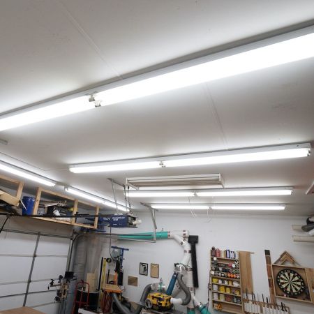 Linkable 4200lm LED Shop Light, 4ft 42w Ceiling Lights, 4000k Neutral White For Basement, Suspension Mount, With Pull Chain, Energy Star Rebates Available
