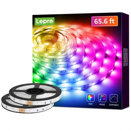 Lepro 65.6ft Sync Color Changing LED Strip Lights for Home, Dining Room, Bedroom, Room, Kitchen,