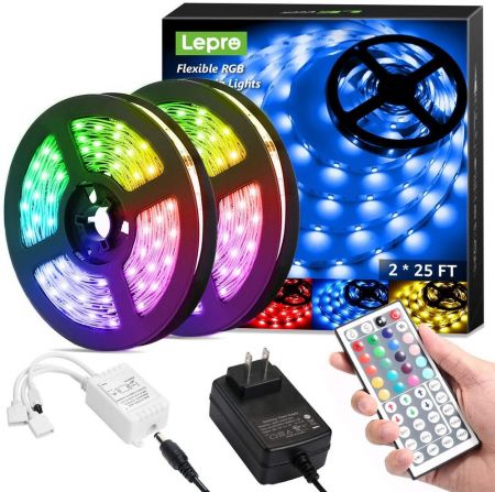 Lepro 50ft Rgb Led Strip Lights With, Tape Led Lights With Remote