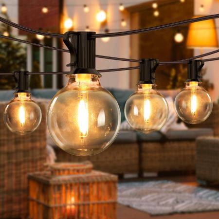 Lepro Outdoor String Lights, 50ft Hanging Patio Lights with 25 Shatterproof  LED Edison Bulb, Waterproof G40 Globe Bistro Lights, Backyard String  Lighting for Deck, Pergola, Porch, Garden, Gazebo, Café