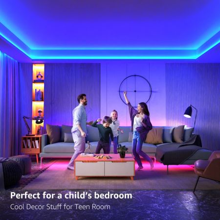 Lepro 50ft RGB LED Strip Lights Set (2x25ft) with 12V ETL Adapter, 5050 LEDs,  Remote Control, Color Changing Tape Light - Ideal for Living Room, Bedroom,  Dining Room, Kitchen
