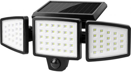 2 Pack Solar Security Lights 3 Head Motion Sensor Lights Adjustable 70 LED Flood 
