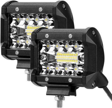 Asdomo 2Pcs Pair 20W 6000K LED Work Driving Light Spot Beam Waterproof Spotlight for Truck SUV Car 