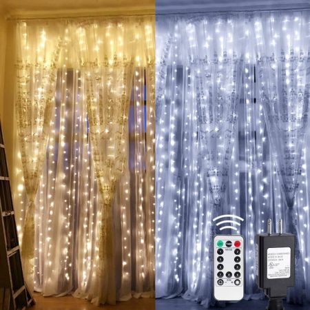 300 LED String Lights (Warm White / Outdoor Indoor Window Curtain Wedding Party