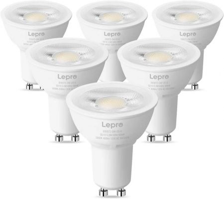 Lepro GU10 LED Light Bulb, 5.5W 400lm, 50 Watt Equivalent, Beam Angle 40°, Daylight White, Pack of 6