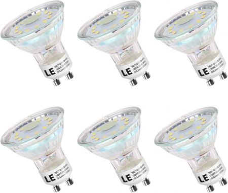 Oneerlijk US dollar slank LE GU10 LED Light Bulbs, Non Dimmable, 50 Watt Halogen Equivalent, Glass  Cover, 2700K Soft Warm White, 3W 350lm, 120 Degree Flood Beam, LED Bulb  Replacement for Recessed Lighting Fixture, Pack of 6