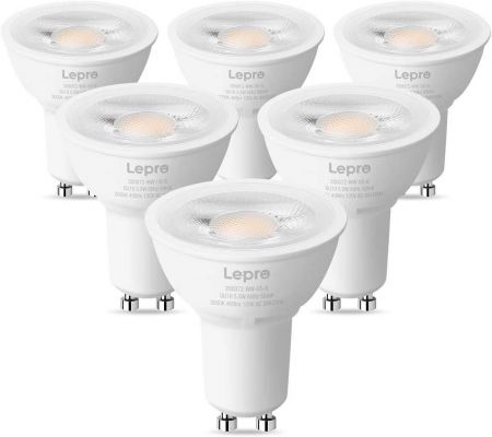Ontdek Whitney openbaar Lepro GU10 LED Light Bulb, 5.5W 400lm, 50 Watt Equivalent, Beam Angle 40°,  Warm White, Dimmable, Pack of 6