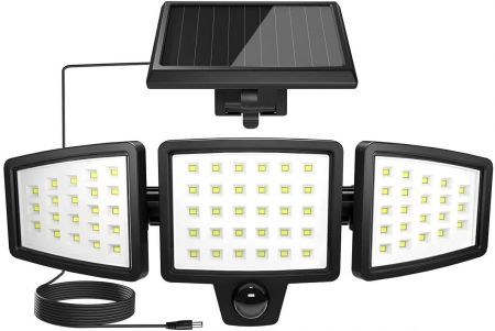 Lepro Solar Lights Outdoor, Motion Sensor Security Separate Solar Panel, 3 Adjustable Head, 72 LED 270° Wide Angle, Waterproof Wall Lights for Porch Yard Pathway
