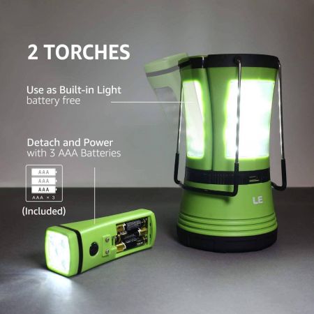 Le 600lm Rechargeable LED Camping Lantern Detachable Portable Flashlight Torch