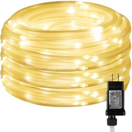 33ft 100 LED Rope Lights with Timer, 8 Modes, Low Voltage, Waterproof, Warm  White - Lepro