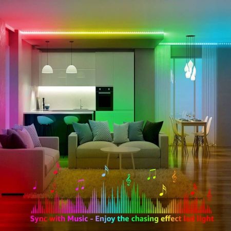 65.6ft MagicColor LED Strip Lights, Music with Remote, 5050 RGB LED Lights for Bedroom, Home Decoration, TV, Gaming Room, Party, Balcony and Camping